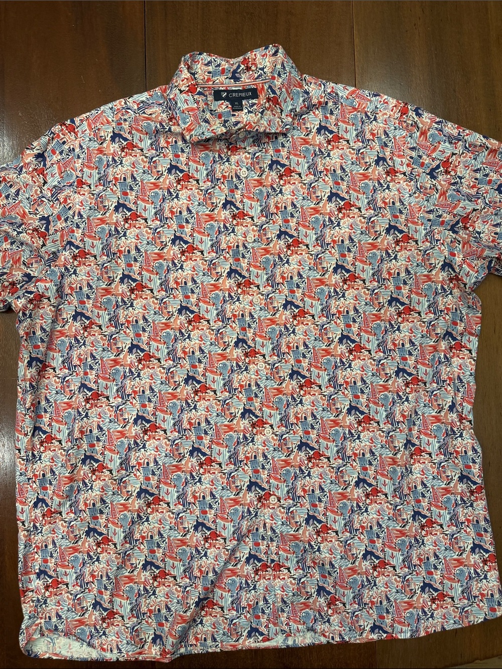 Daniel Cremieux Red, Blue & White Short-Sleeve Printed Button-Down Shirt